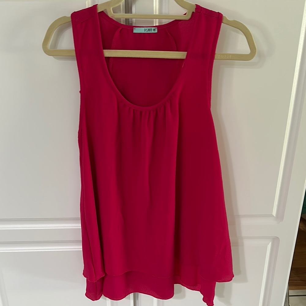 Raspberry Red Asymmetrical Sleeveless Tank Top